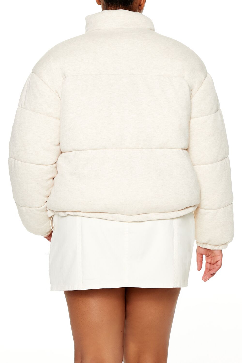  Forever 21 Plus Size Quilted French Terry Puffer Jacket - oatmeal - Bonton