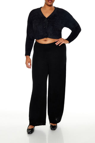 Plus Size Wide-Leg Sweater-Knit Pants