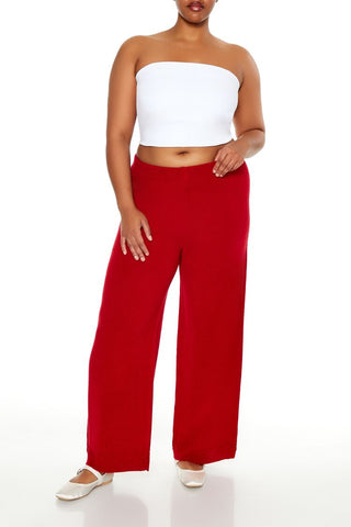 Plus Size Wide-Leg Sweater-Knit Pants
