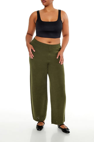 Plus Size Wide-Leg Sweater-Knit Pants