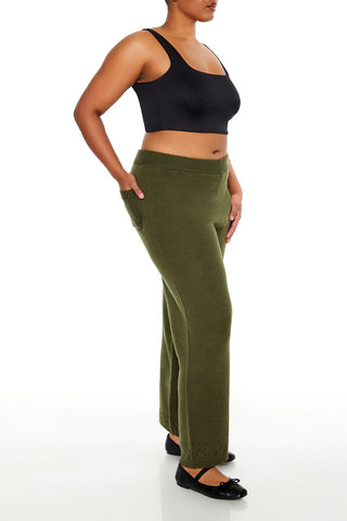 Plus Size Wide-Leg Sweater-Knit Pants