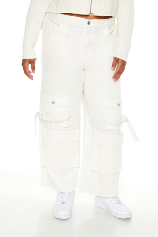 Plus Size Velvet Cargo Pants