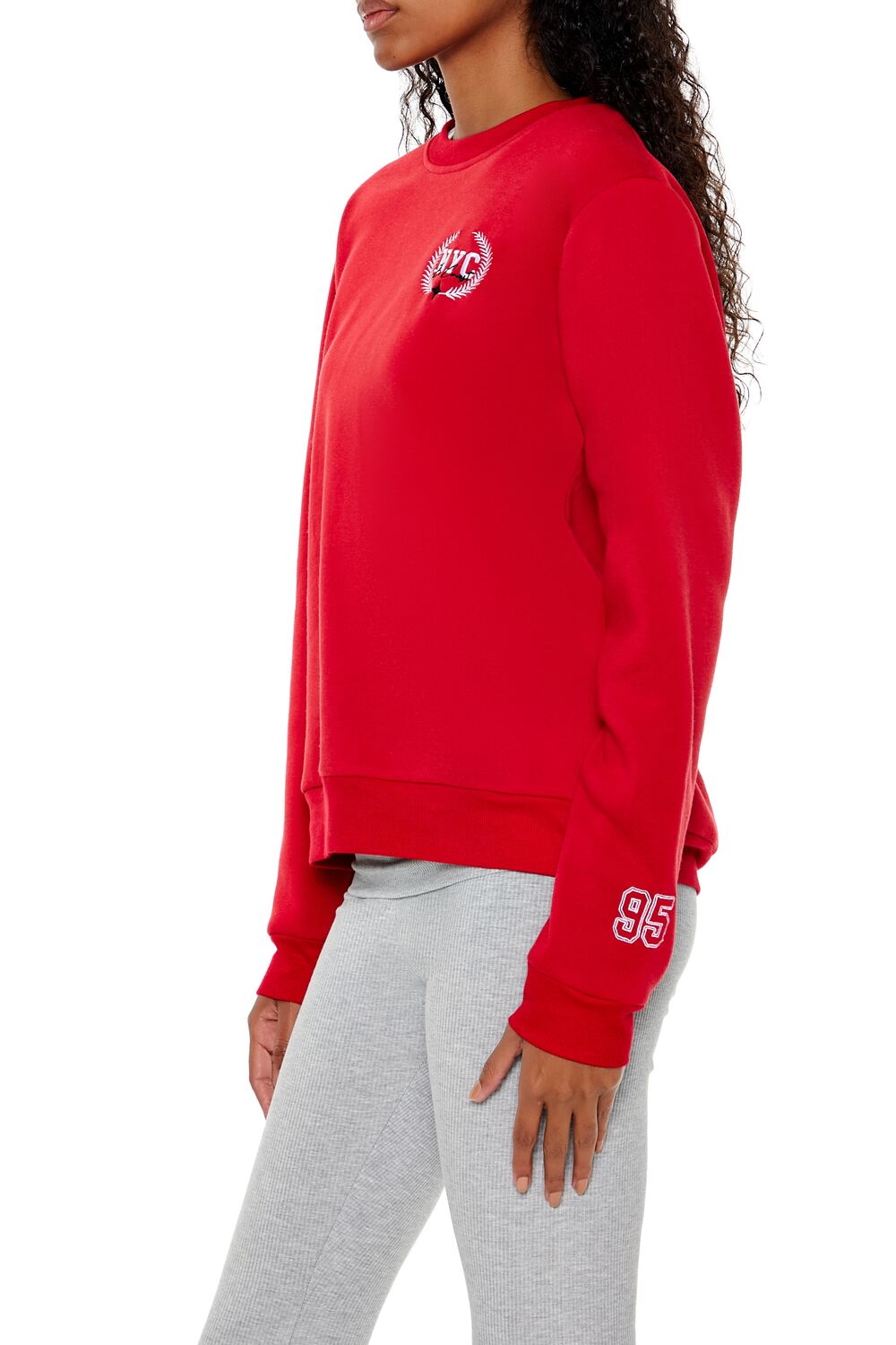  Forever 21 Brooklyn NYC Fleece Pullover - red - Bonton