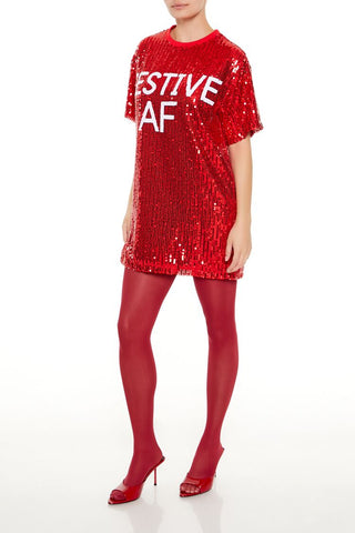 Sequin Festive AF T-Shirt Dress