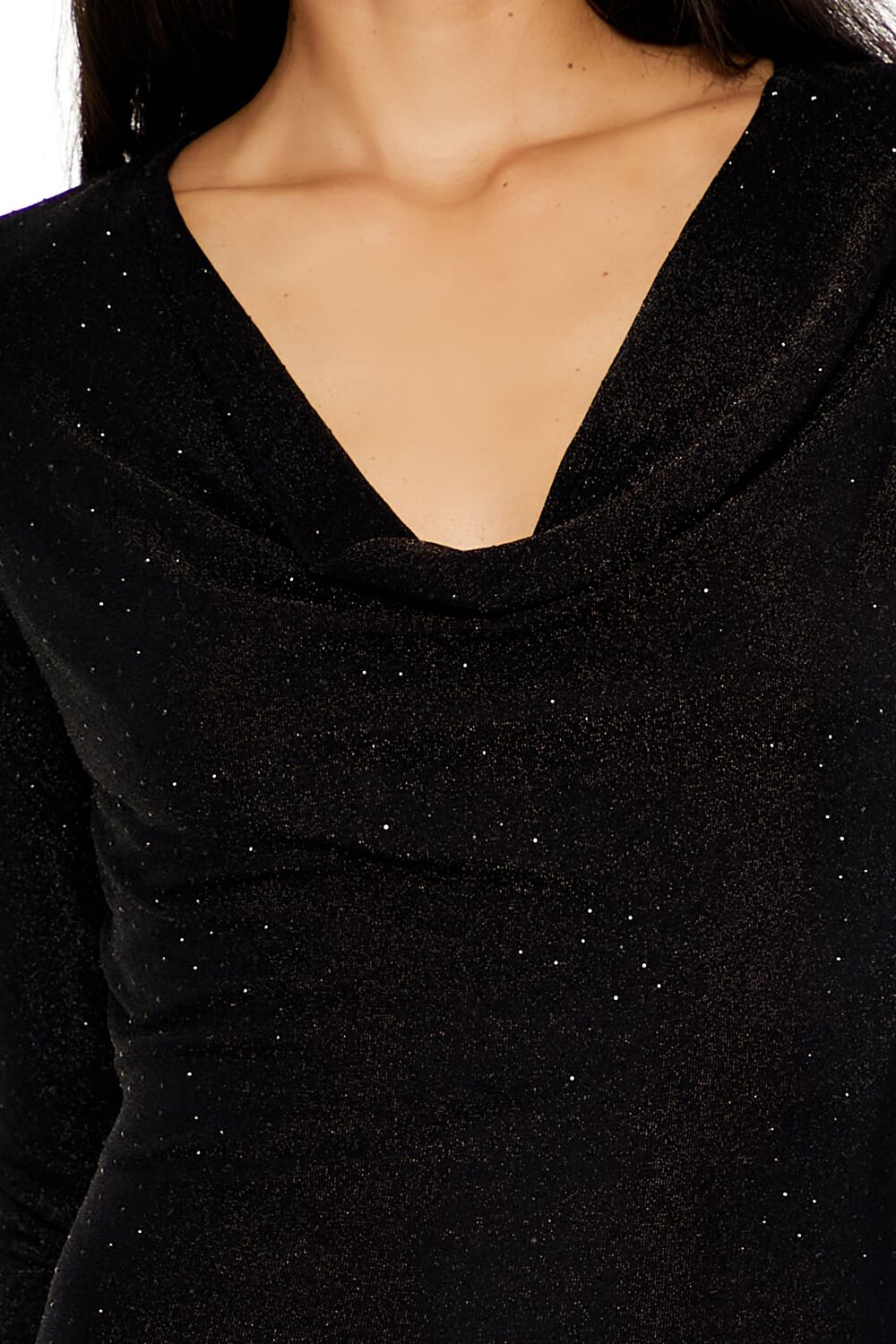  Forever 21 Glitter Cowl Bodycon Mini Dress - black-swatch - Bonton