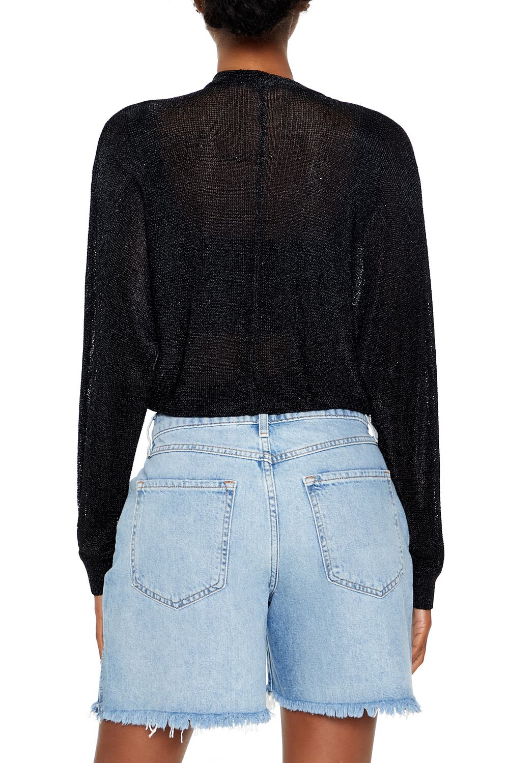  Forever 21 Glitter Knit Zip-Up Sweater - gunmetal - Bonton