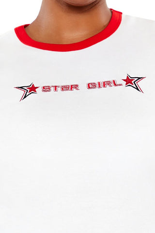 Plus Size Star Girl Ringer Tee