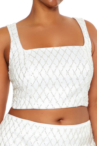 Plus Size Beaded Lattice Tank Top