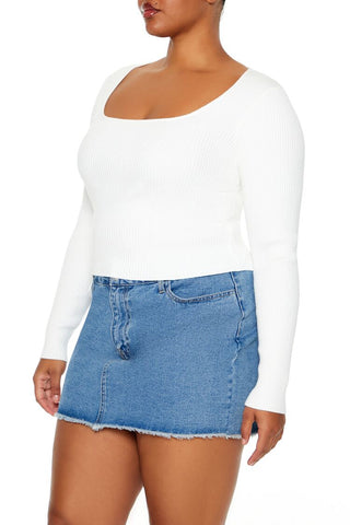 Plus Size Ribbed Sweater-Knit Top