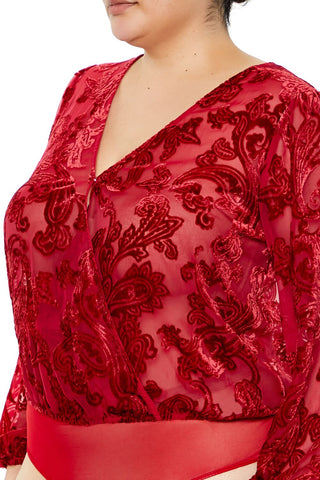 Plus Size Sheer Burnout Bodysuit