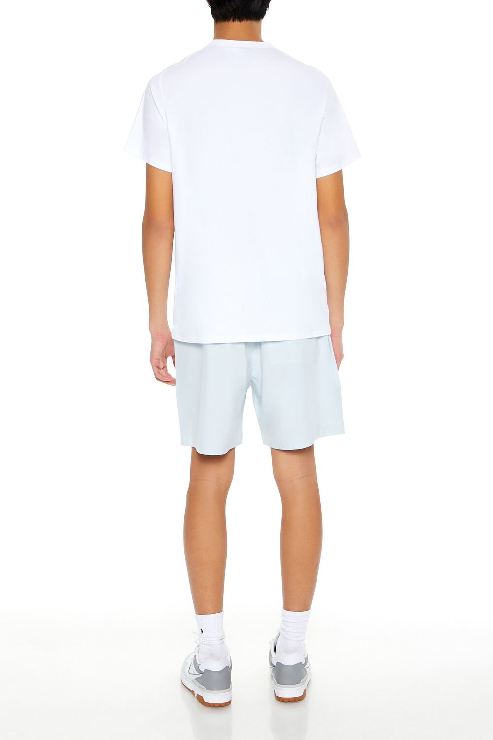  Forever 21 Vented Drawstring Shorts - baby-blue - Bonton