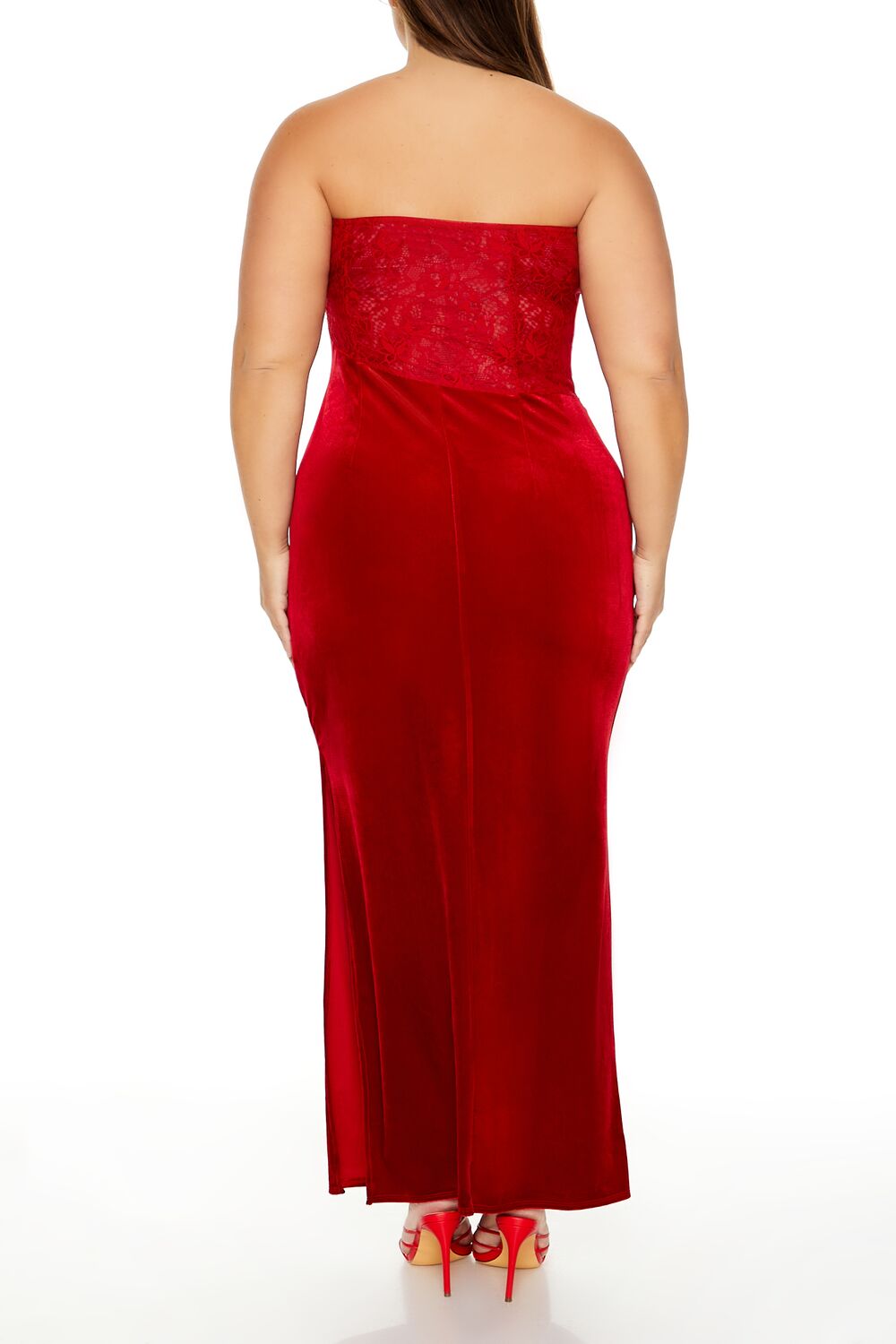  Forever 21 Plus Size Lace & Velour Maxi Dress - black-swatch - Bonton