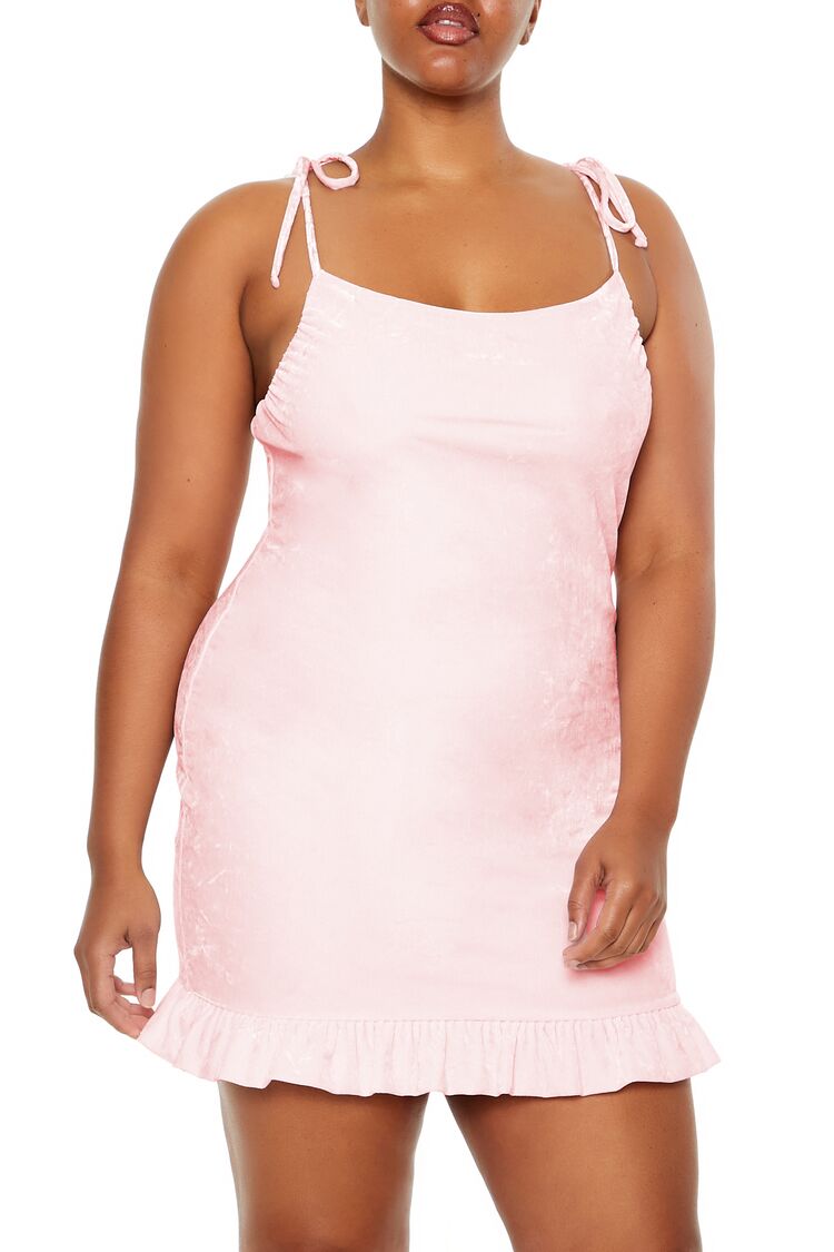  Forever 21 Plus Size Tie-Strap Mini Dress - pink - Bonton