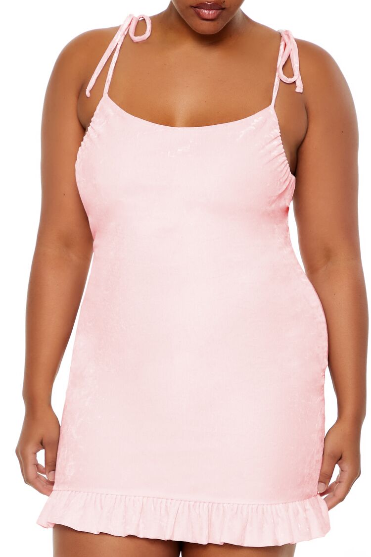  Forever 21 Plus Size Tie-Strap Mini Dress - pink - Bonton