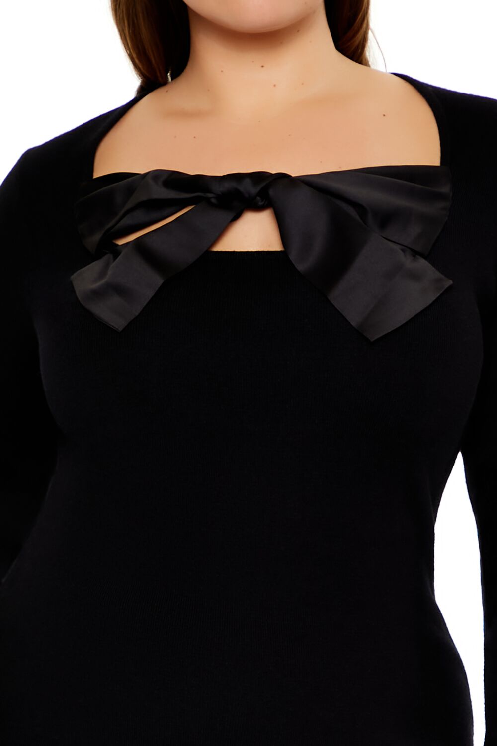  Forever 21 Plus Size Satin Bow Mini Dress - black-swatch - Bonton