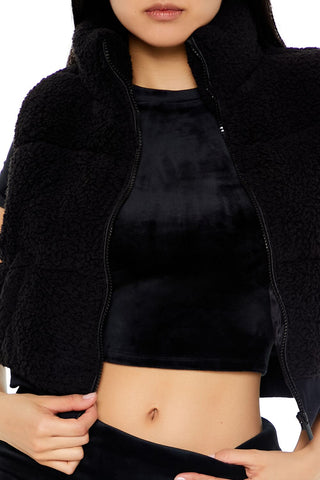 Faux Shearling Zip-Up Vest