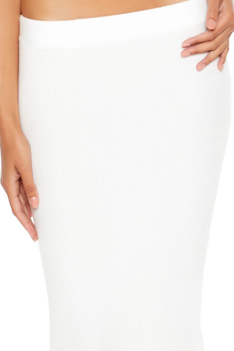  Forever 21 Sweater-Knit Ribbed Midi Skirt - ivory - Bonton