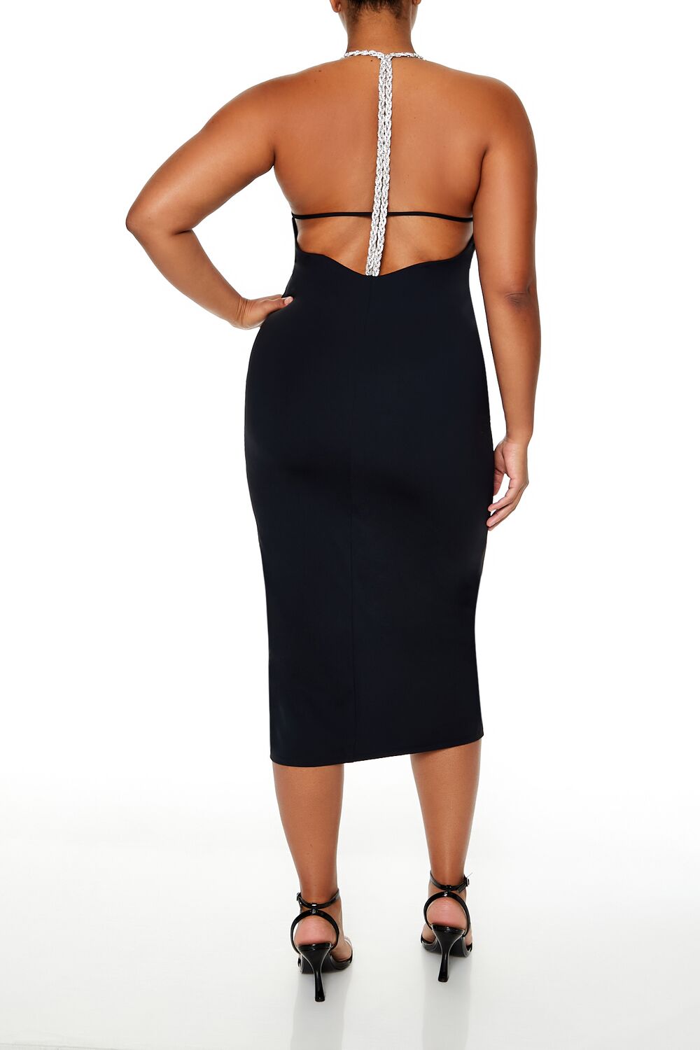  Forever 21 Plus Size Embellished Halter Maxi Dress - black - Bonton