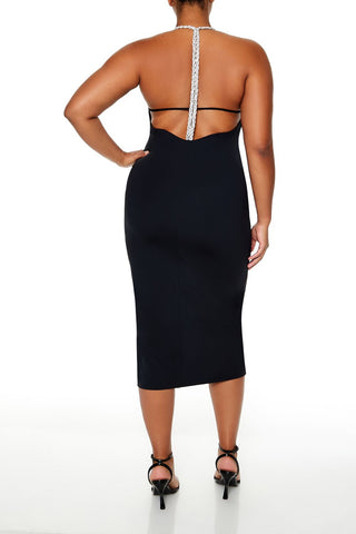 Plus Size Embellished Halter Maxi Dress