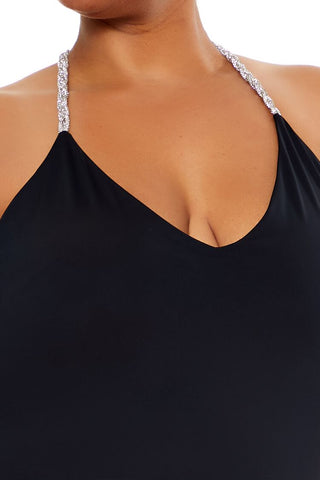 Plus Size Embellished Halter Maxi Dress