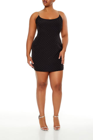Plus Size Rhinestone Cami Mini Dress
