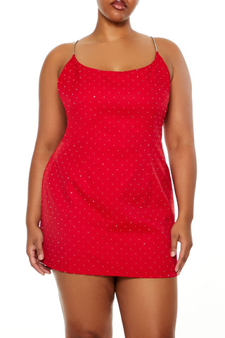 Plus Size Rhinestone Cami Mini Dress