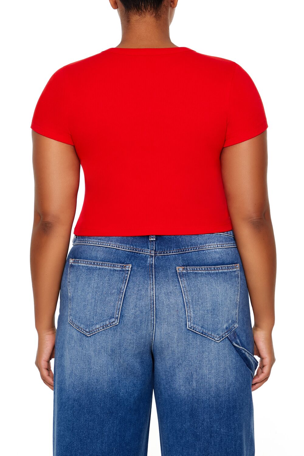  Forever 21 Plus Size Sequin Teddy Bear Baby Tee - red multi - Bonton