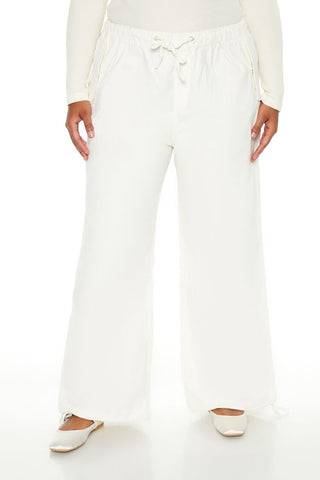 Plus Size Velvet Wide-Leg Drawstring Joggers