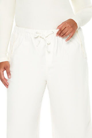 Plus Size Velvet Wide-Leg Drawstring Joggers