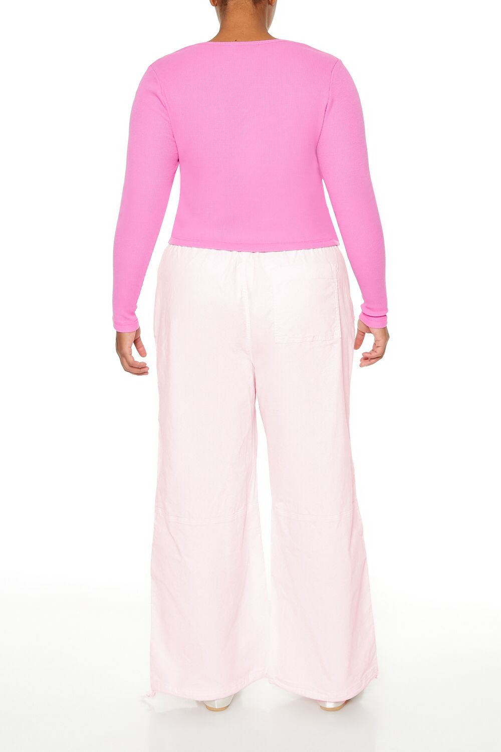  Forever 21 Plus Size Velvet Wide-Leg Drawstring Joggers - seashell - Bonton