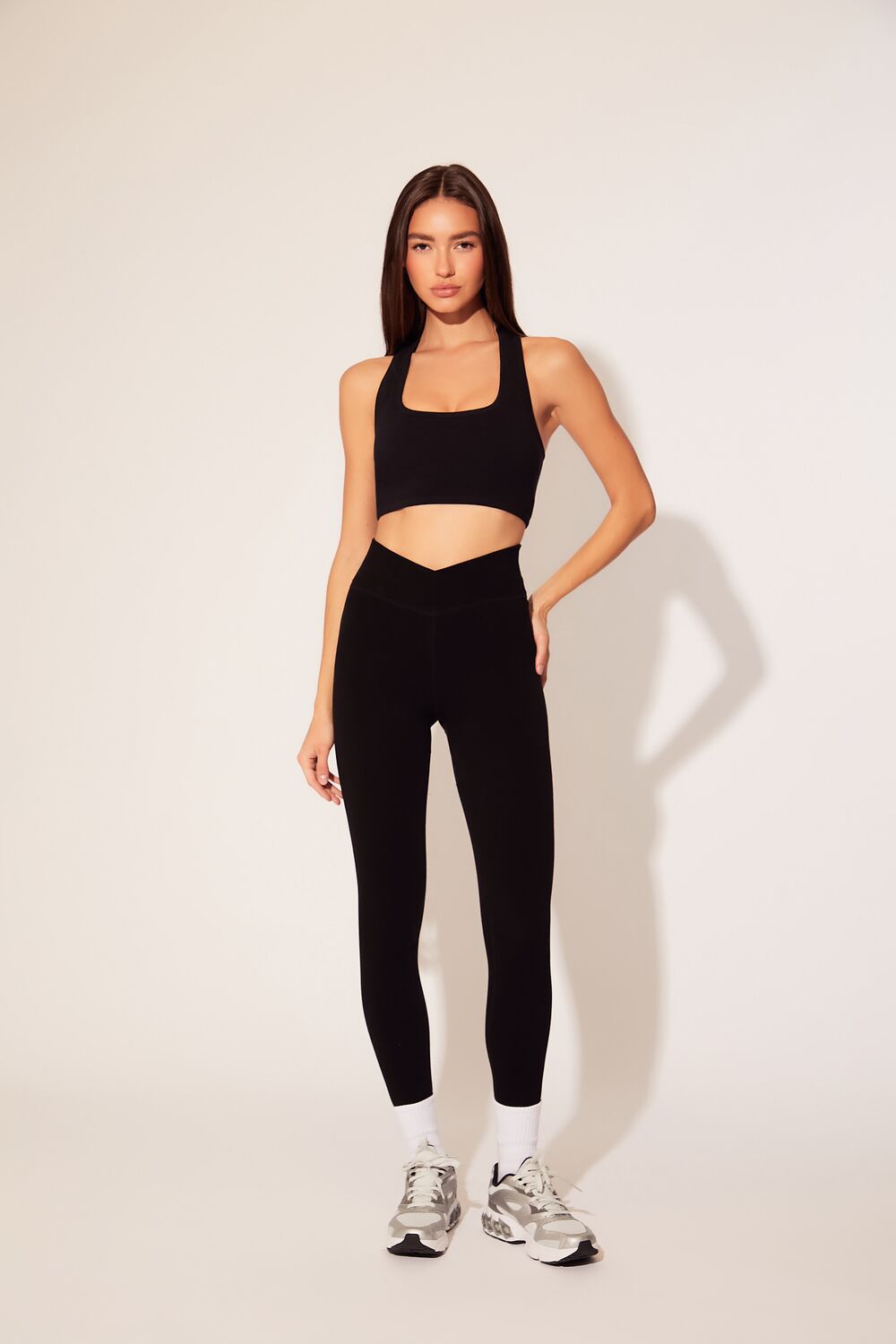  Forever 21 Seamless Racerback Sports Bra - black - Bonton