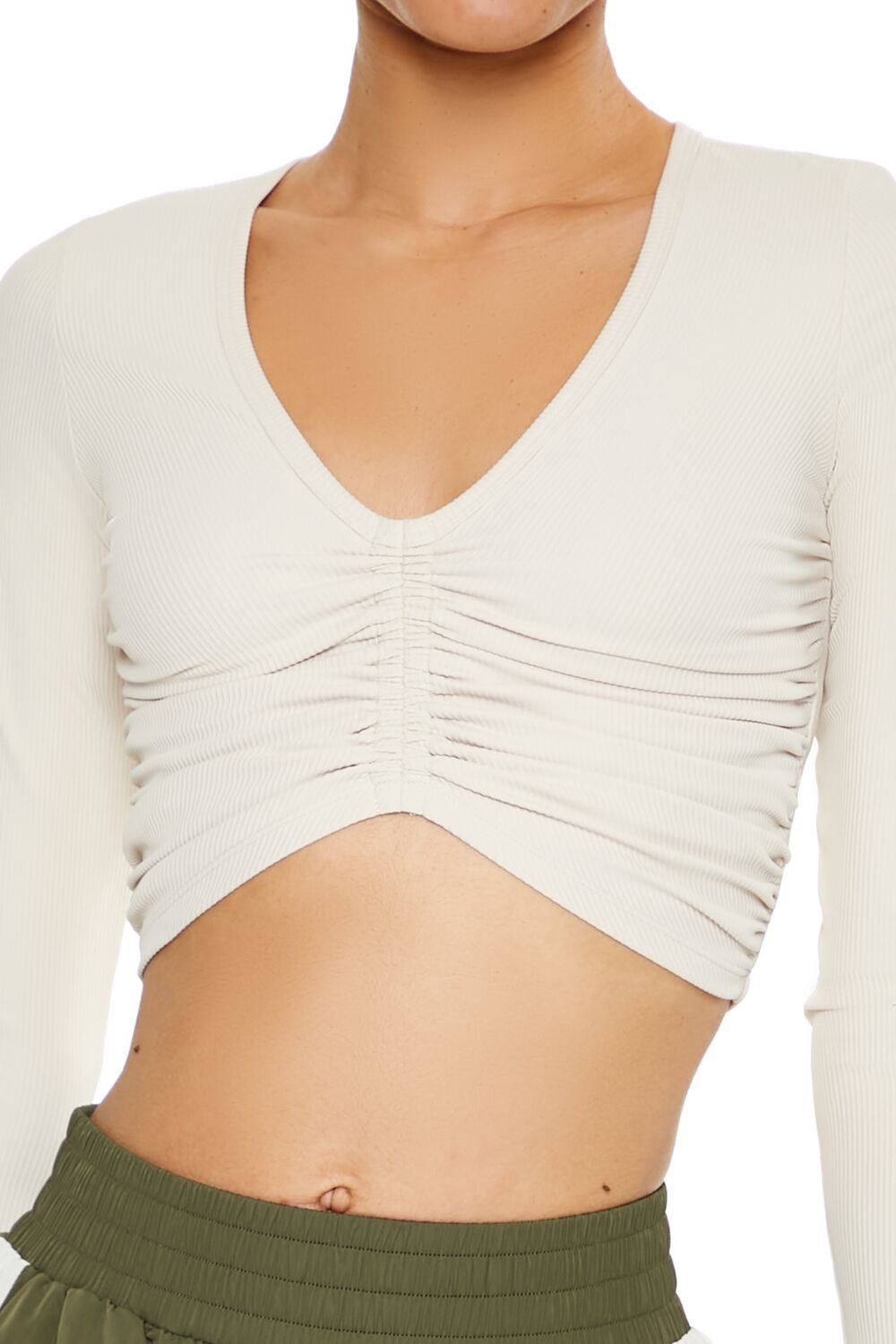  Forever 21 Active Ruched Crop Top - birch - Bonton