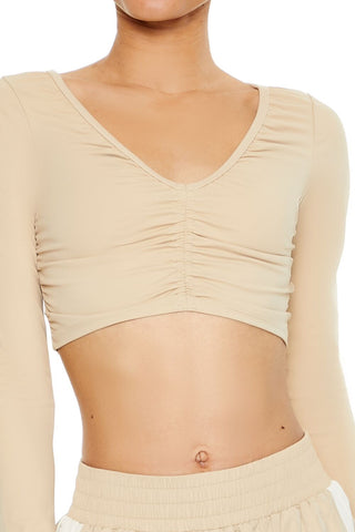 Active Ruched V-Neck Crop Top