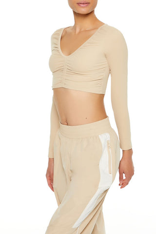 Active Ruched V-Neck Crop Top