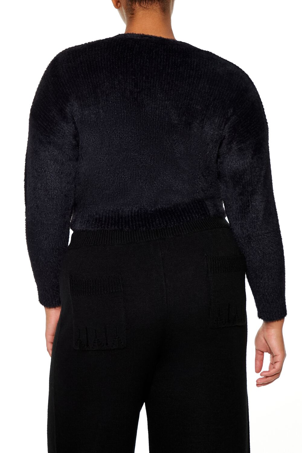  Forever 21 Plus Size Rib-Knit Cardigan Sweater - black - Bonton