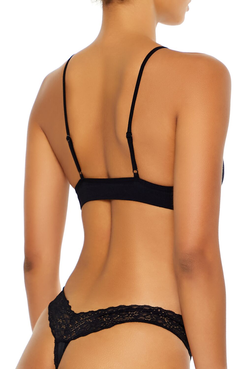  Forever 21 Lace-Trim Polka Dot Thong Panties - black-white - Bonton