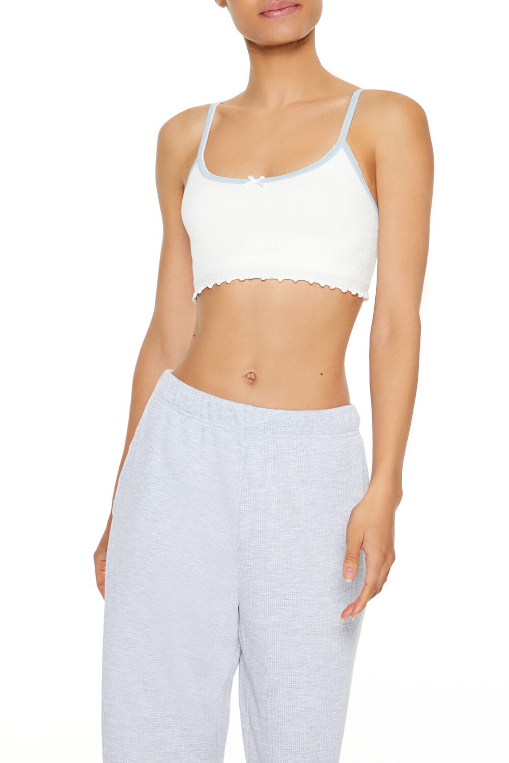  Forever 21 Seamless Bow Longline Bralette - white-blue - Bonton