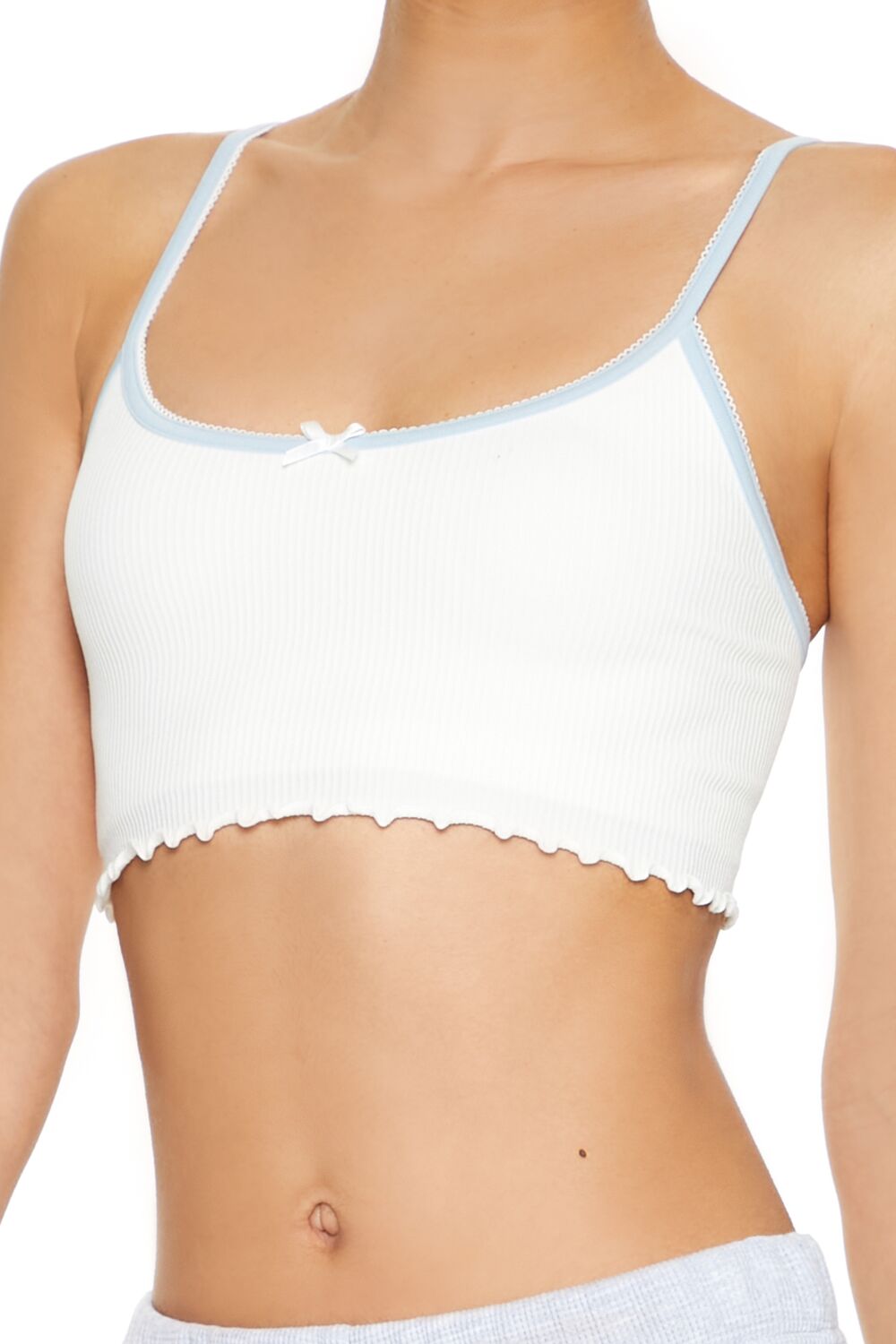 Forever 21 Seamless Bow Longline Bralette - white-blue - Bonton
