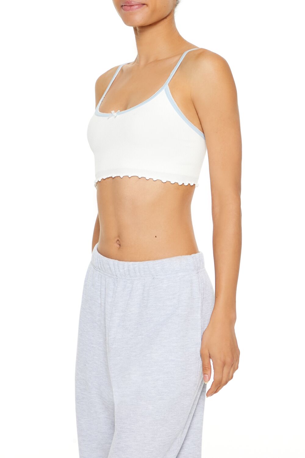  Forever 21 Seamless Bow Longline Bralette - white-blue - Bonton