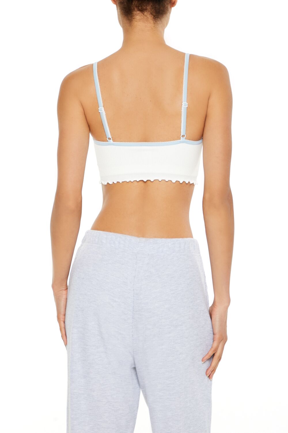  Forever 21 Seamless Bow Longline Bralette - white-blue - Bonton