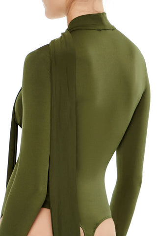 Plunging Scarf Bodysuit