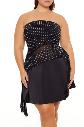 Plus Size Rhinestone Strapless Top