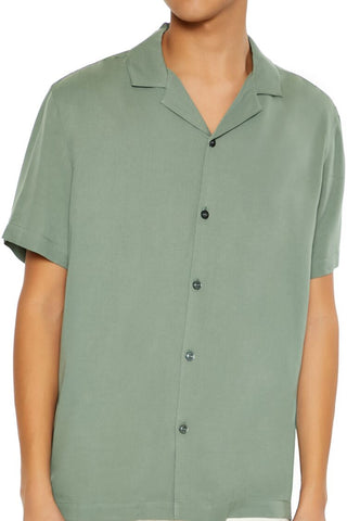 Cuban-Collar Short-Sleeve Shirt