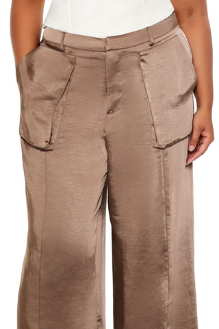 Plus Size Satin Cargo Pants