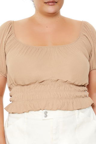 Plus Size Ribbed Knit Crop Top