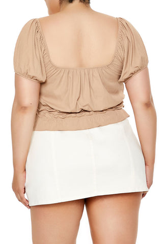 Plus Size Ribbed Knit Crop Top