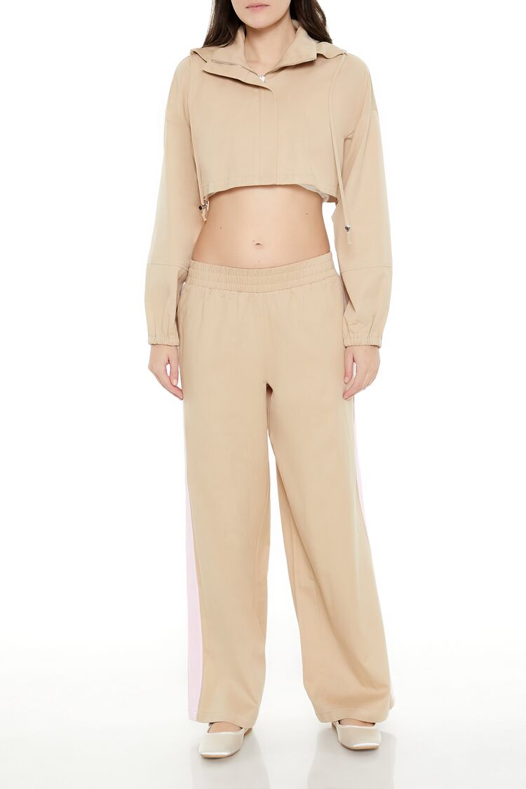  Forever 21 Hooded Zip-Up Cropped Jacket - desert-sand-swatch - Bonton