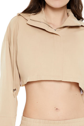 Hooded Zip-Up Cropped Jacket
