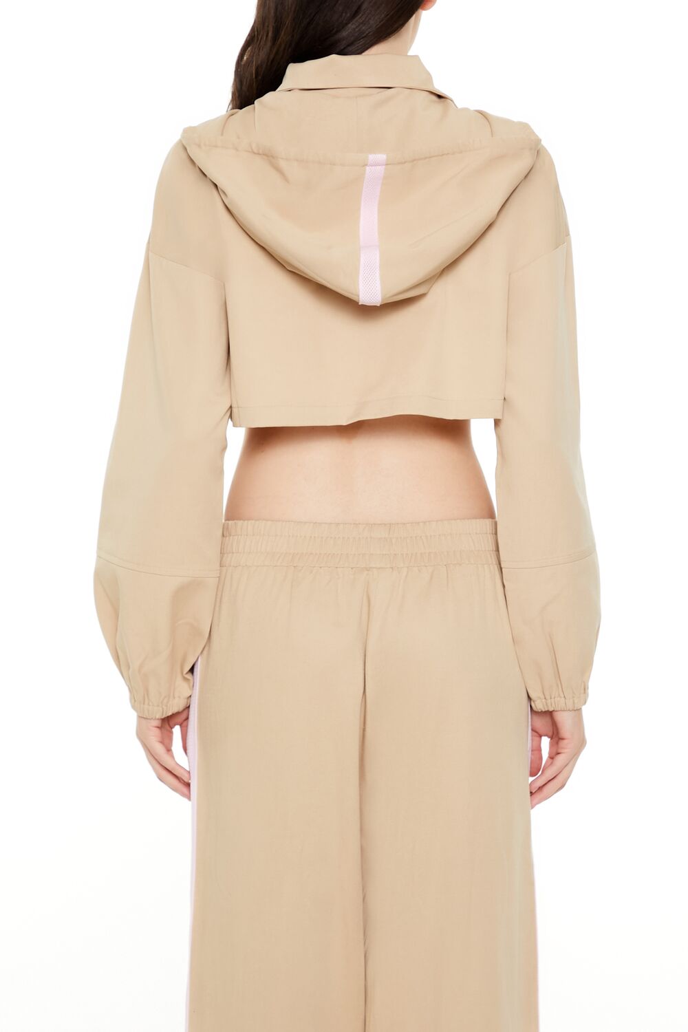  Forever 21 Hooded Zip-Up Cropped Jacket - desert-sand-swatch - Bonton