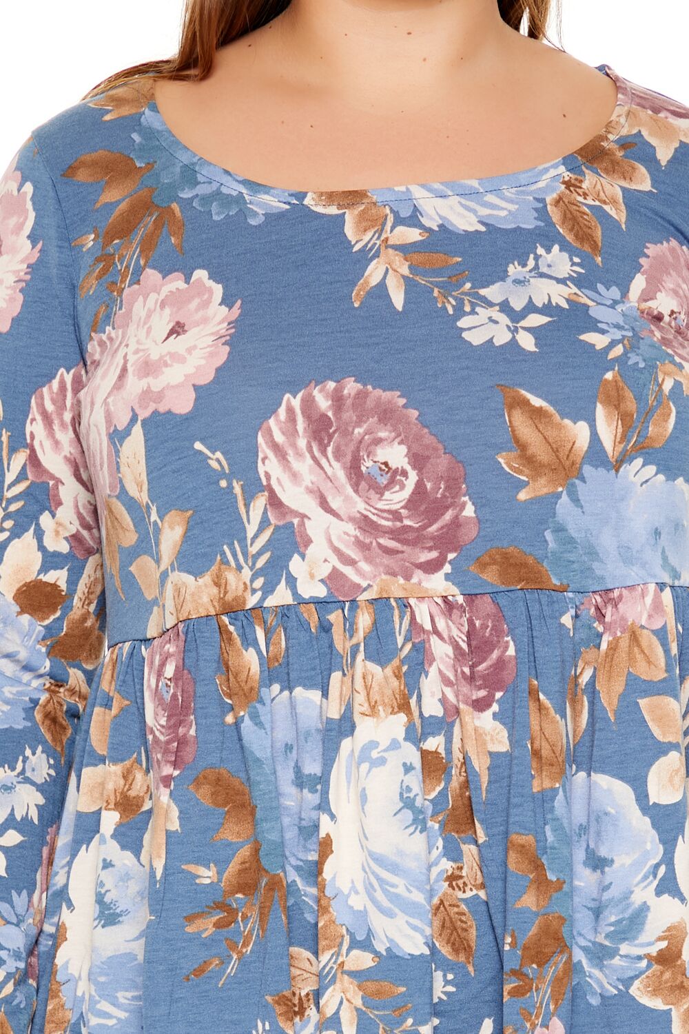  Forever 21 Plus Size Floral Print Flounce Top - stone multi - Bonton